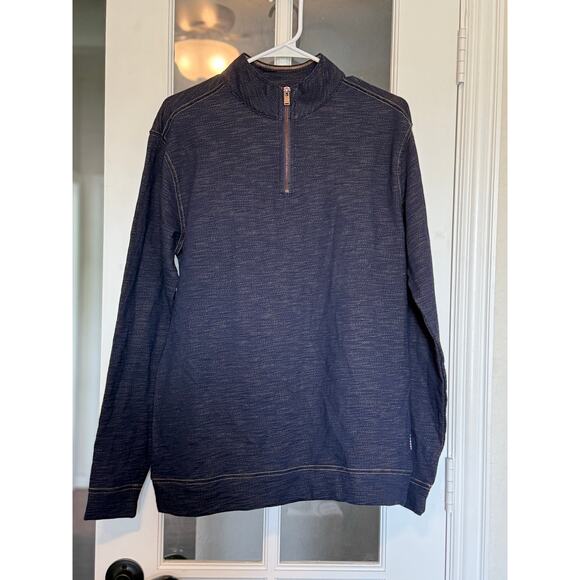 Rowm | Men’s 1/4 Zip Pullover 100% Cotton medium 
color -dark denim blue - Picture 1 of 9